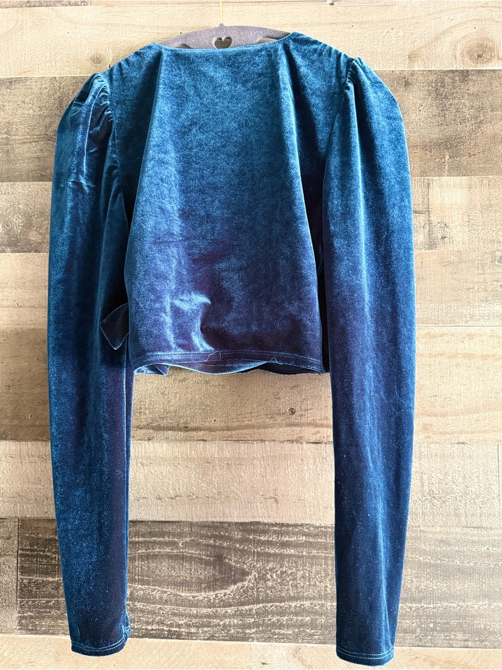 Forever 21 Teal Velvet Wrap Crop Top - Picture 5 of 12